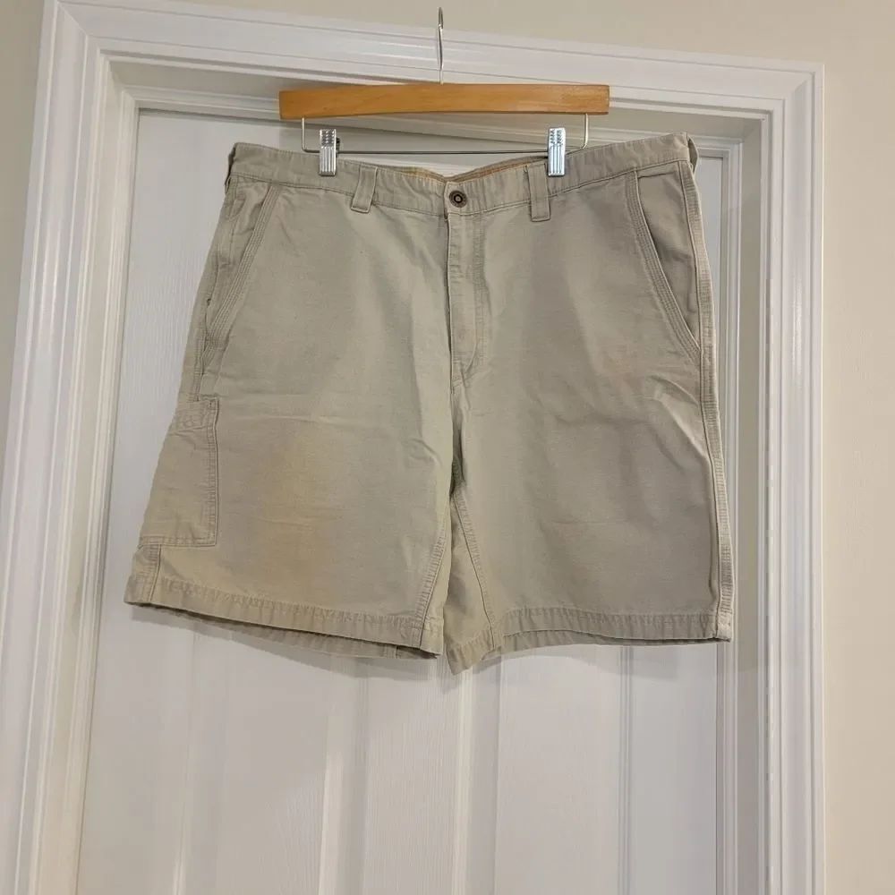 Columbia Khaki Cotton Cargo Hiking Shorts 38